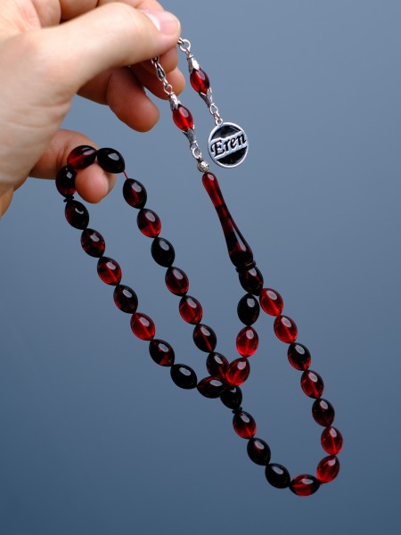 İsminize Özel Ala Seri  Hareli Sıkma Kehribar Tesbih 